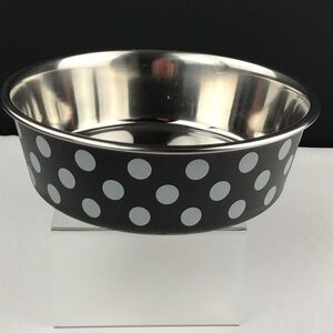 Indipets, 54oz Buster Bowl. Black polka dots. NWT